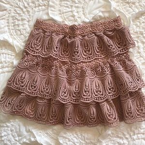 Self Portrait crochet blush skirt